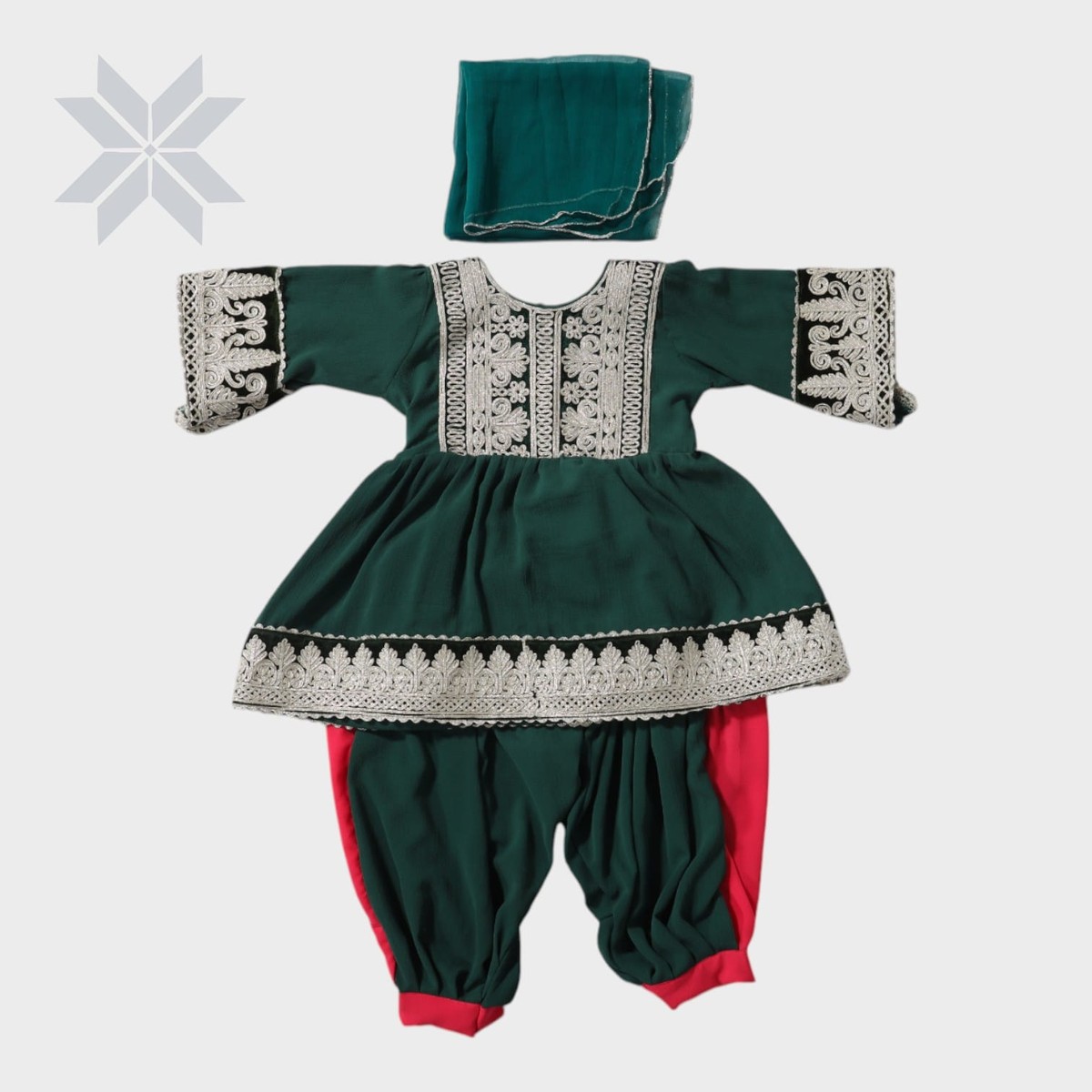 Zohra Emerald Green Baby Dress Set 1