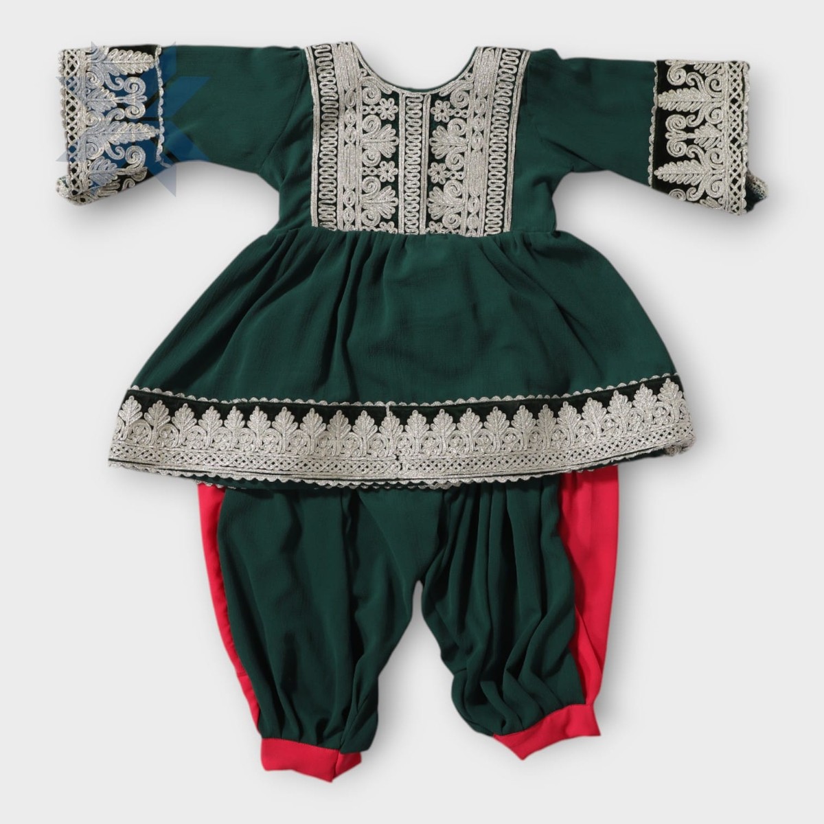 Zohra Emerald Green Baby Dress Set 4