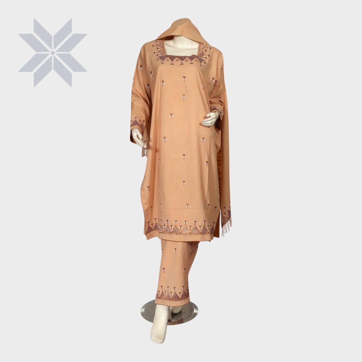 Gulnaar Peach Embroidered Set 3