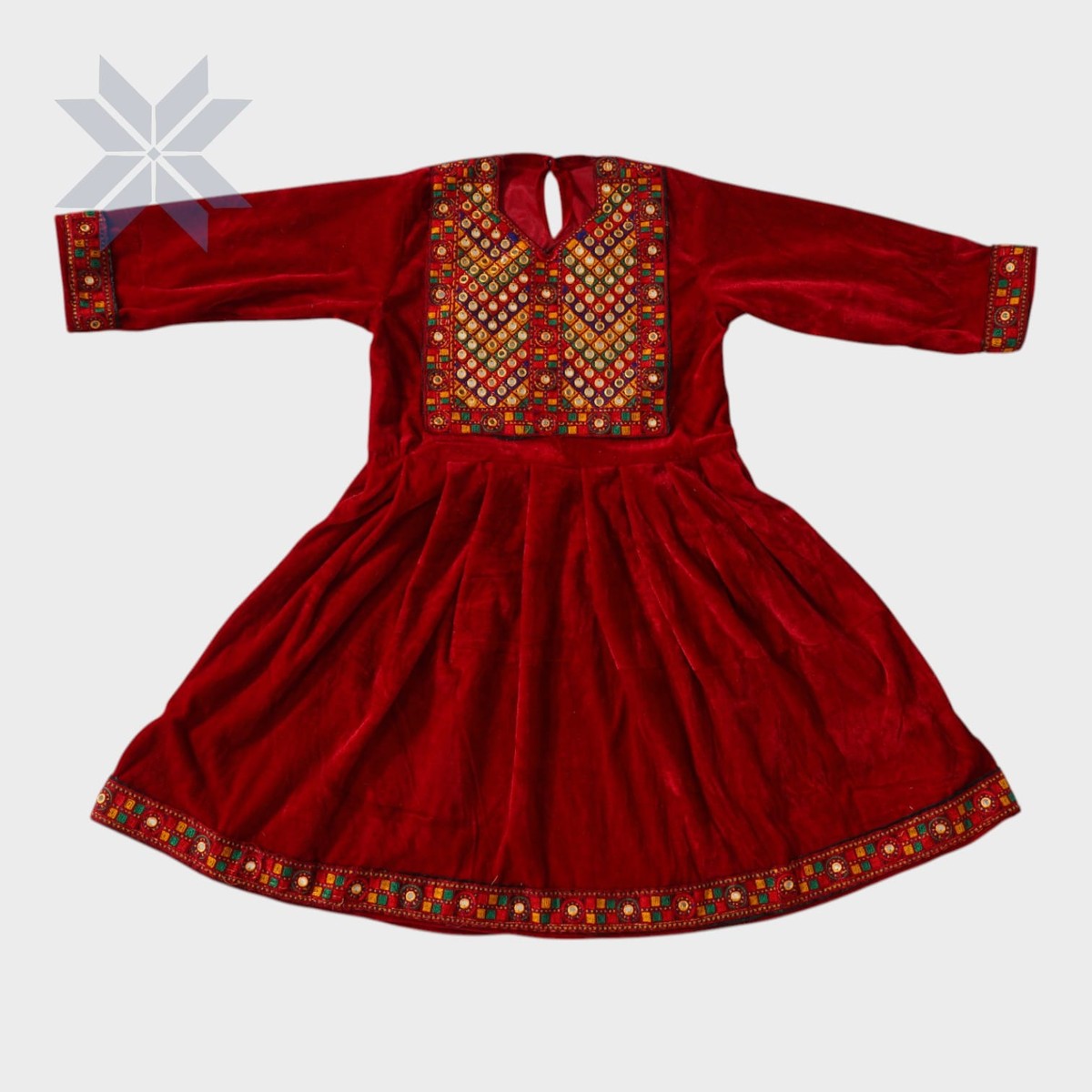 Suraya Red Velvet Embroidered Frock 1