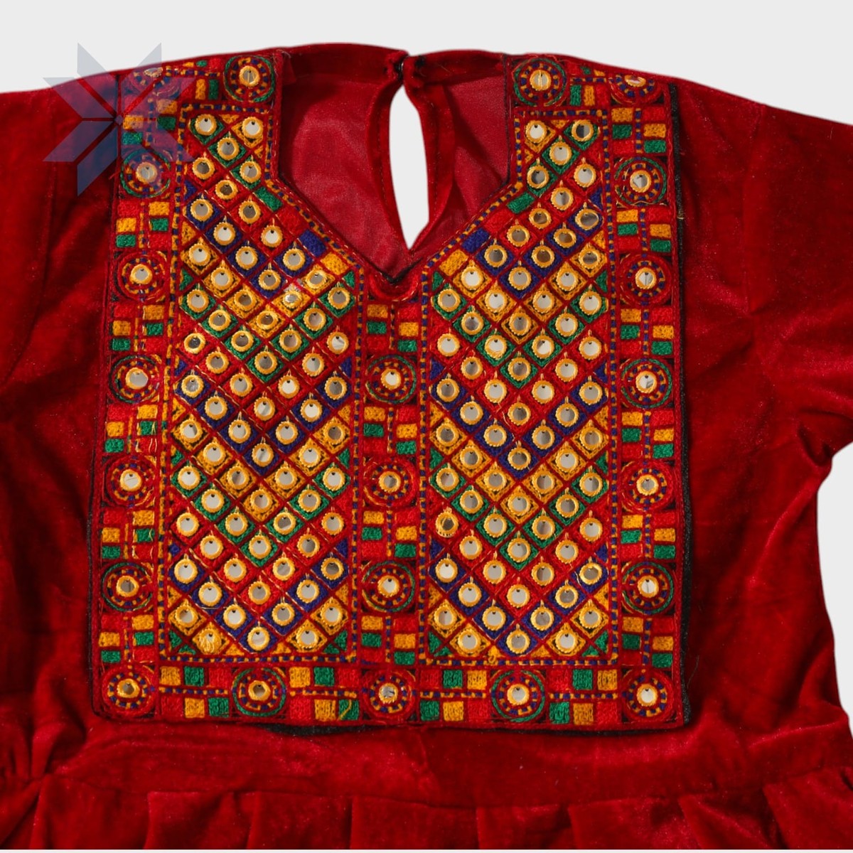 Suraya Red Velvet Embroidered Frock 3
