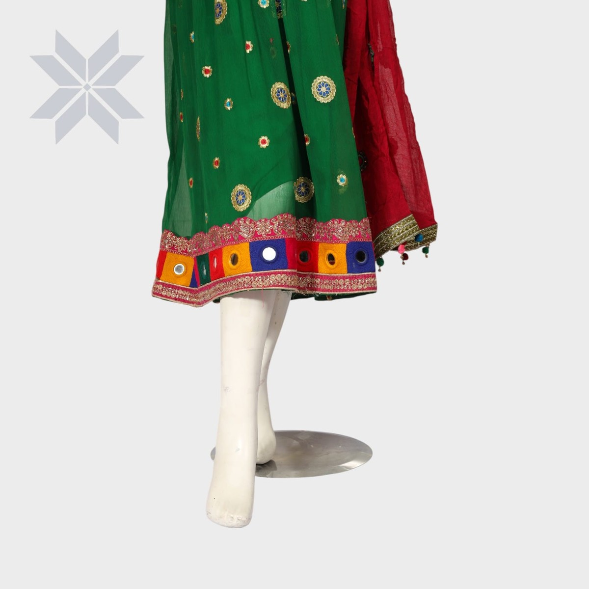 Laili Patchwork Green Afghani Dress 2