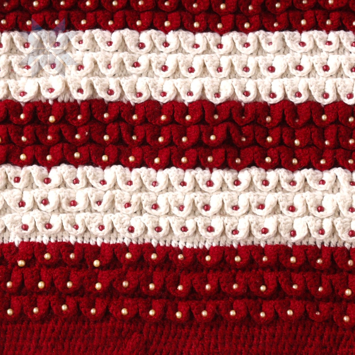 Zarnigar Crochet Tote – Red & Pearl Stripe 2