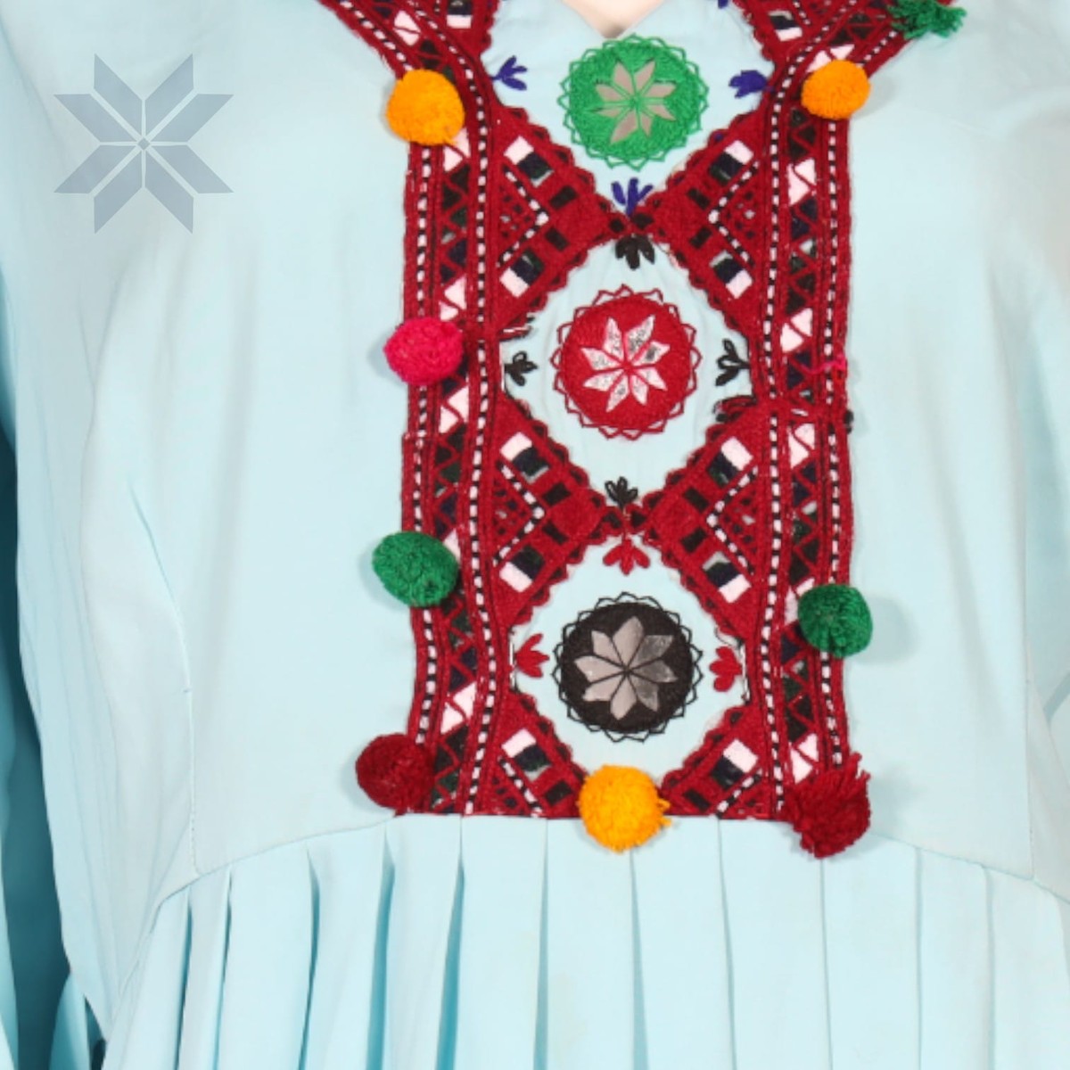 Bahara Embroidered Sky Blue Dress 1