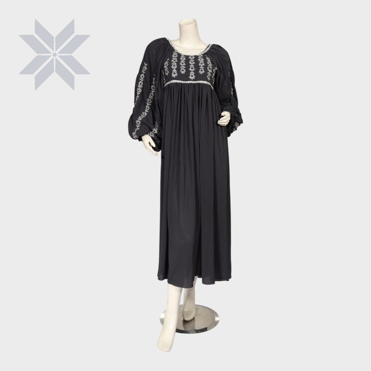 Zareen Black Embroidered Maxi Dress 3