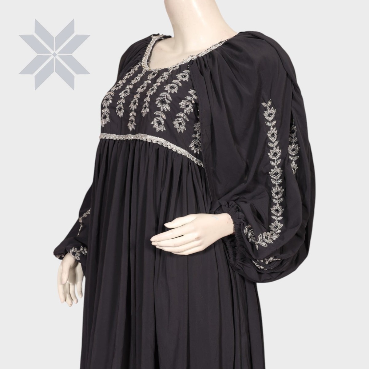 Zareen Black Embroidered Maxi Dress 1
