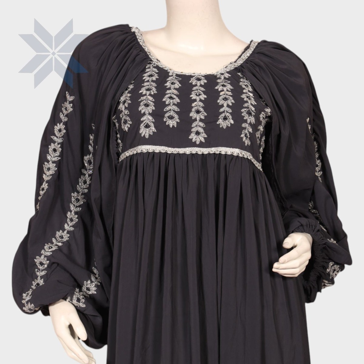 Zareen Black Embroidered Maxi Dress 2