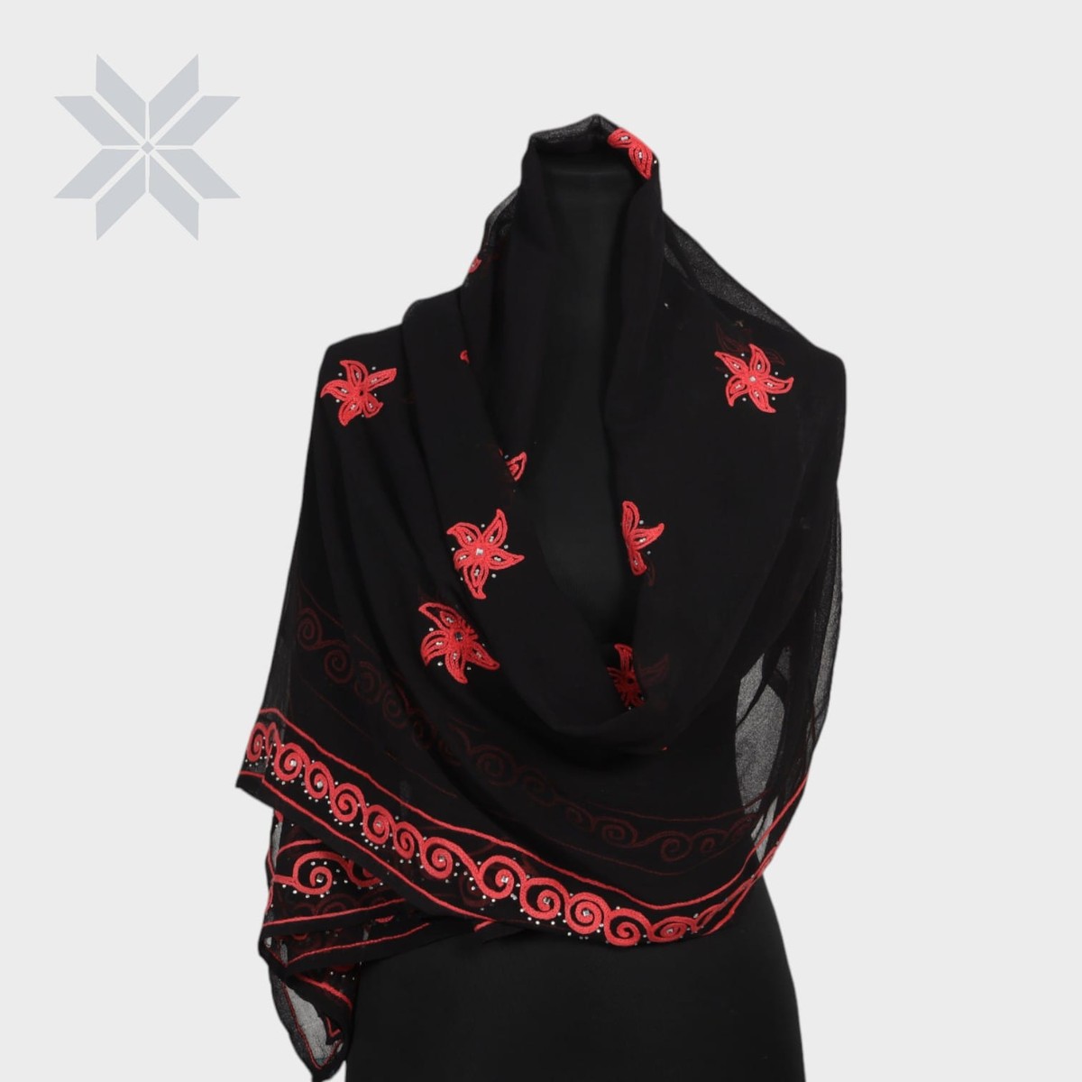 Crimson Petal Chiffon Shawl 2