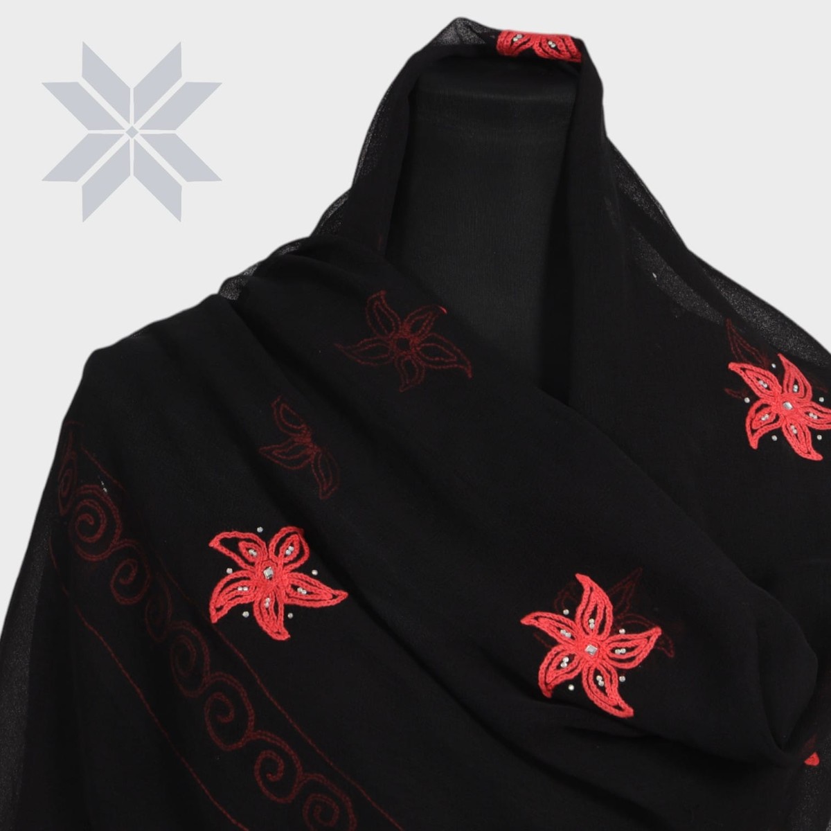 Crimson Petal Chiffon Shawl 3