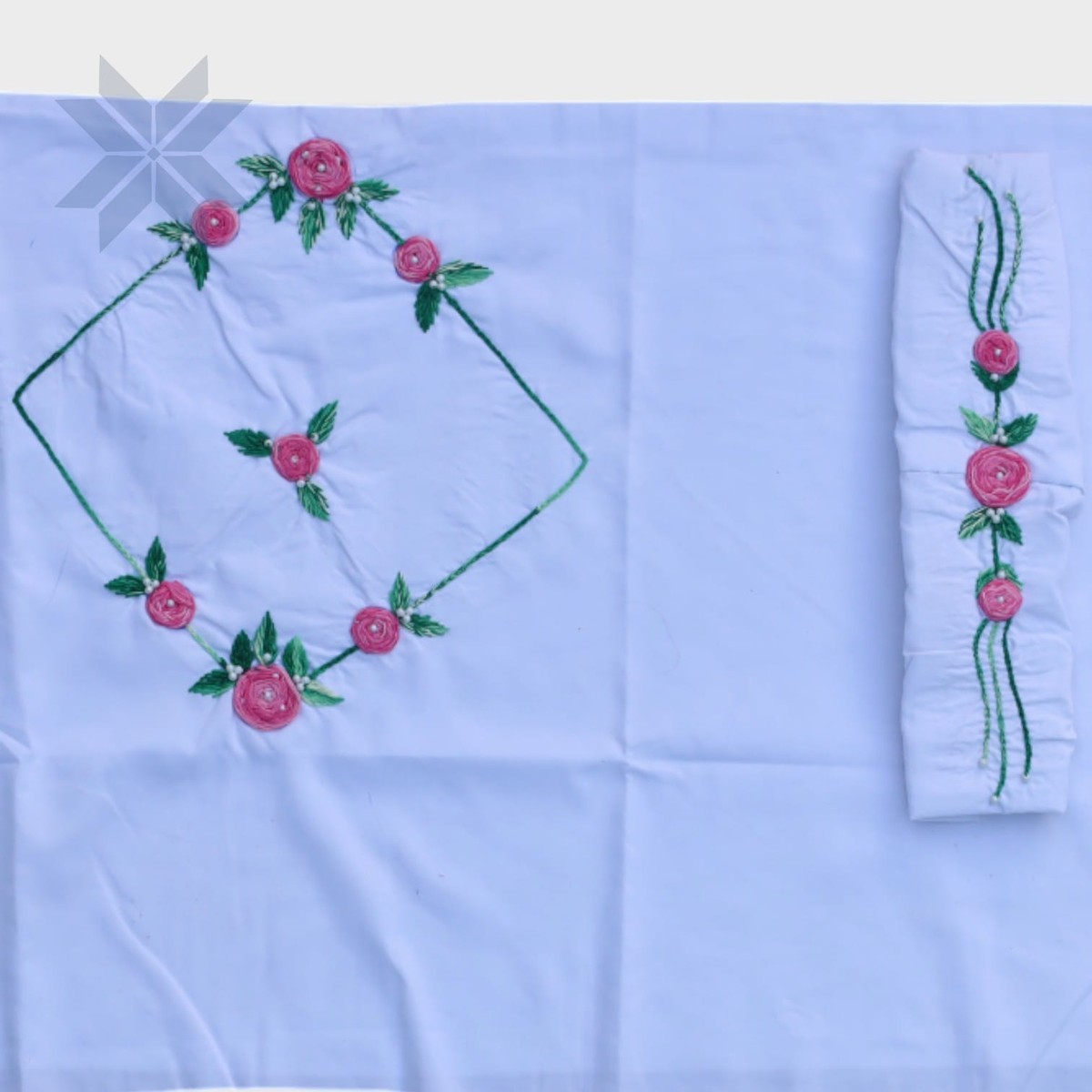 Blush Bloom Embroidered Pillow & Sheet BabySet 3