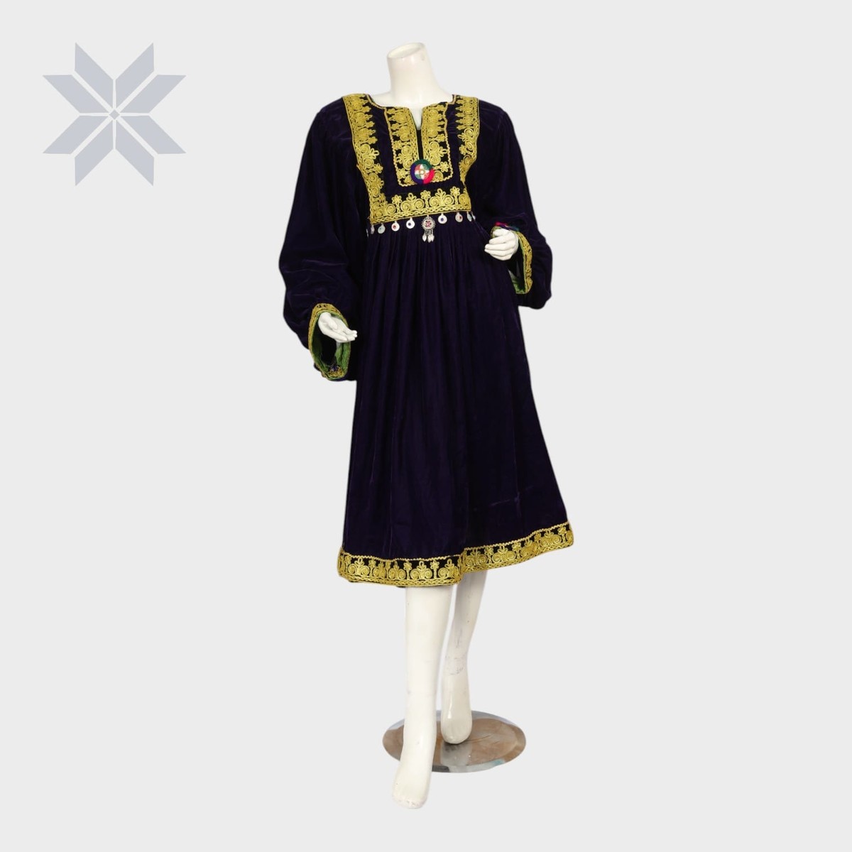 Traditional Velvet Dress Golden embroidered 3