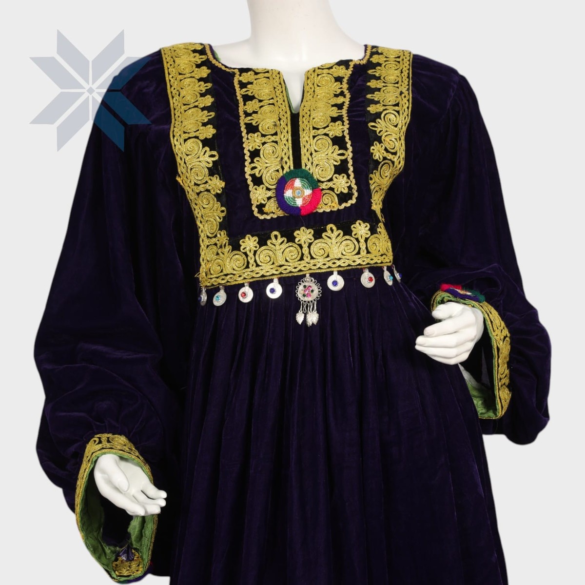 Traditional Velvet Dress Golden embroidered 4