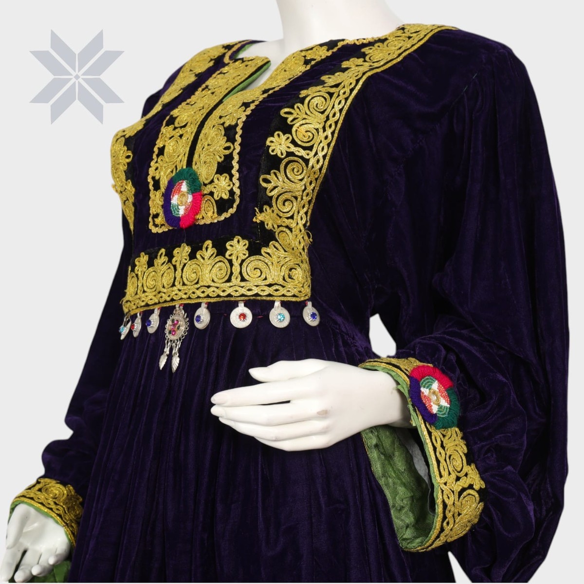 Traditional Velvet Dress Golden embroidered 1