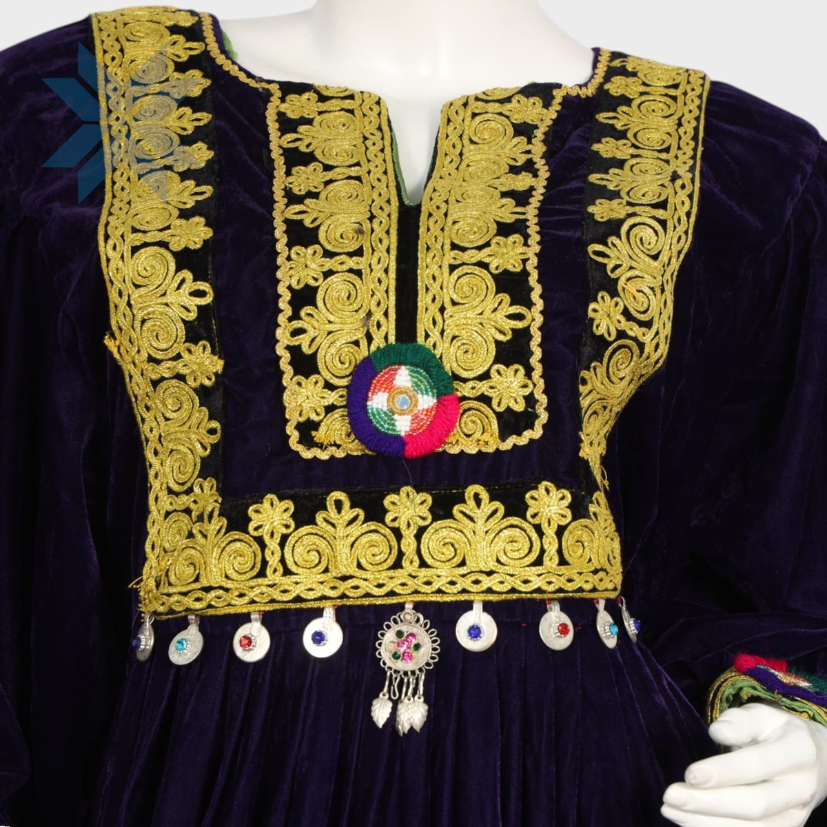 Traditional Velvet Dress Golden embroidered 2