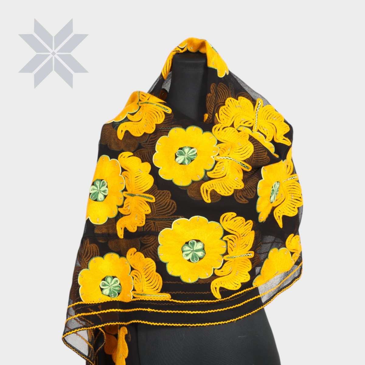 Golden Orchard Embroidered Shawl 1