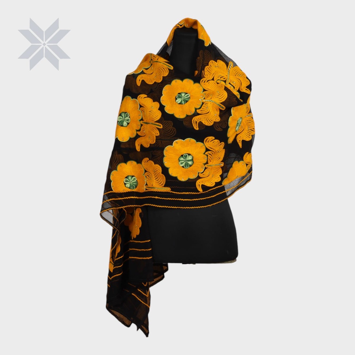 Amber Blossom Embroidered Shawl 3