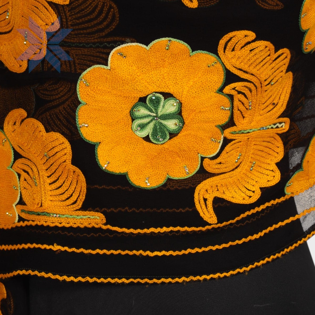 Amber Blossom Embroidered Shawl 2