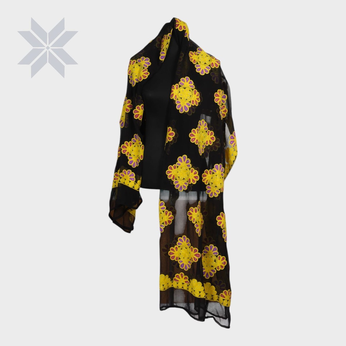 Sunflare Bloom Embroidered Shawl 3