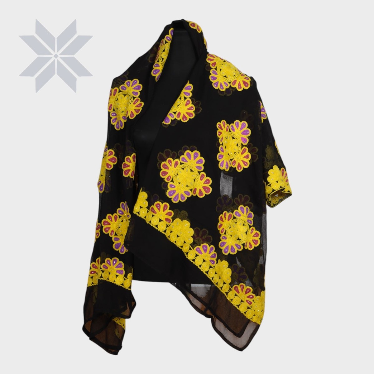 Sunflare Bloom Embroidered Shawl 2