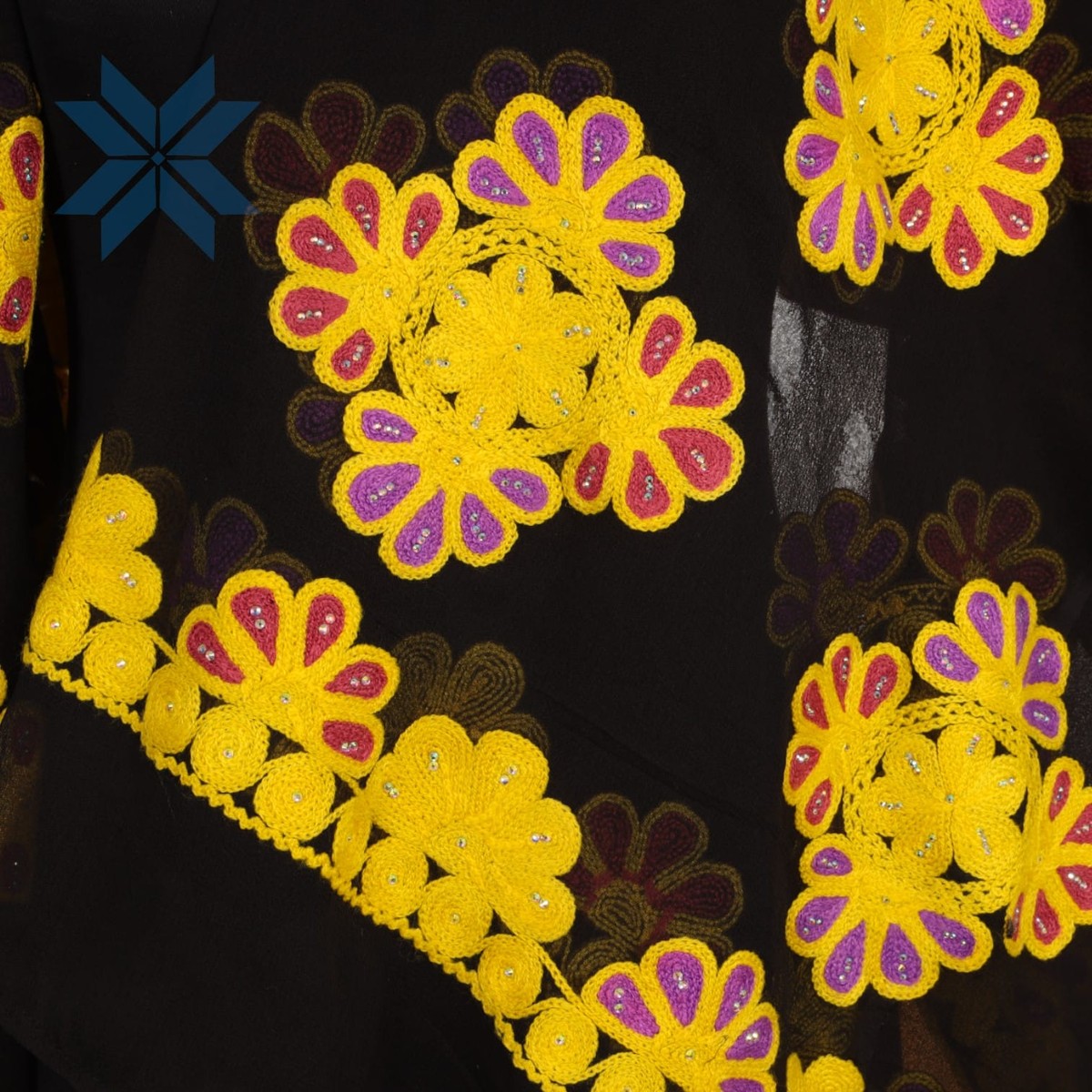 Sunflare Bloom Embroidered Shawl 4