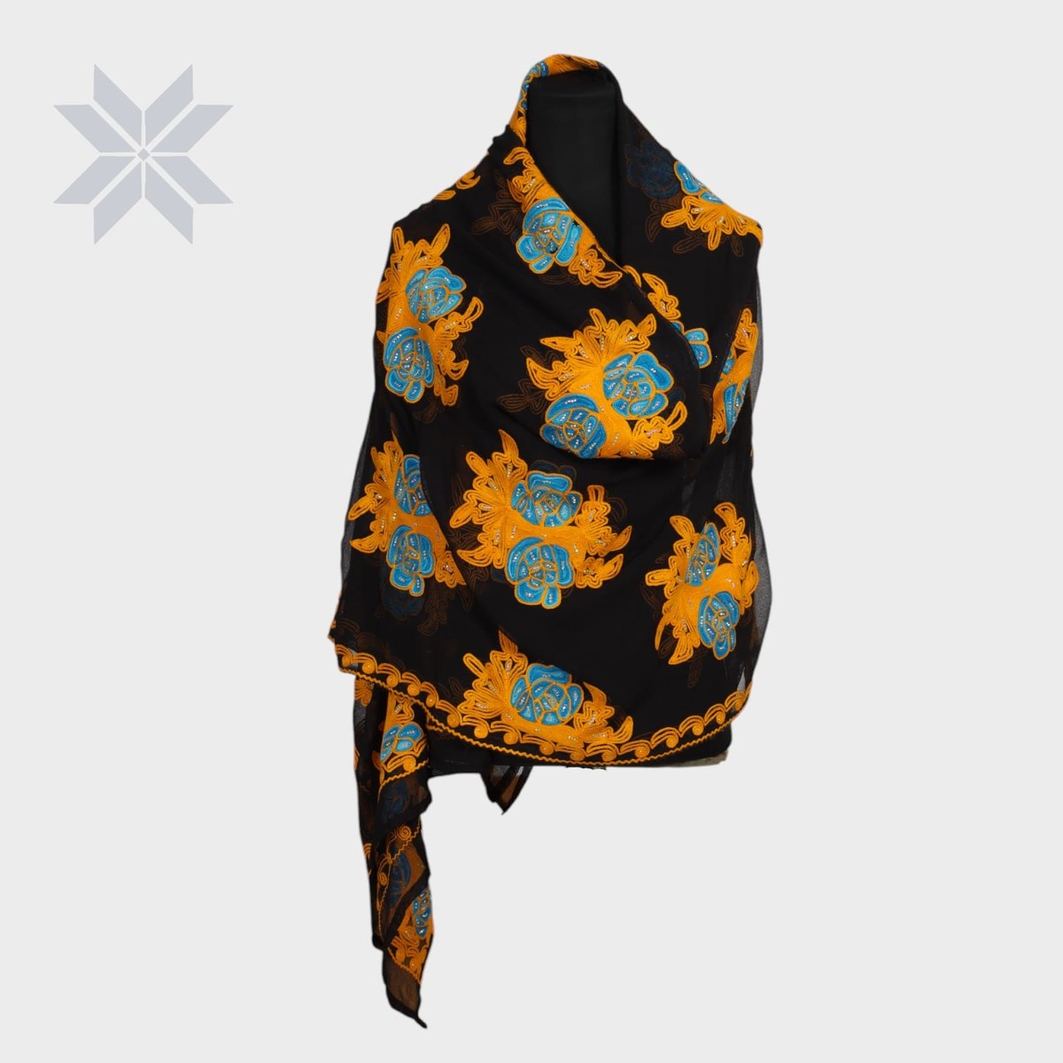 Amber Sky Embroidered Shawl 1