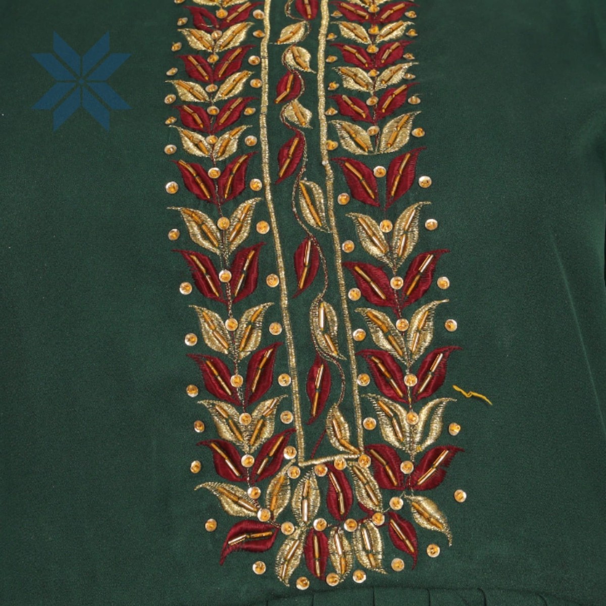 Emerald Vine Embroidered Dress – Georgette with Silk Embroidery 3