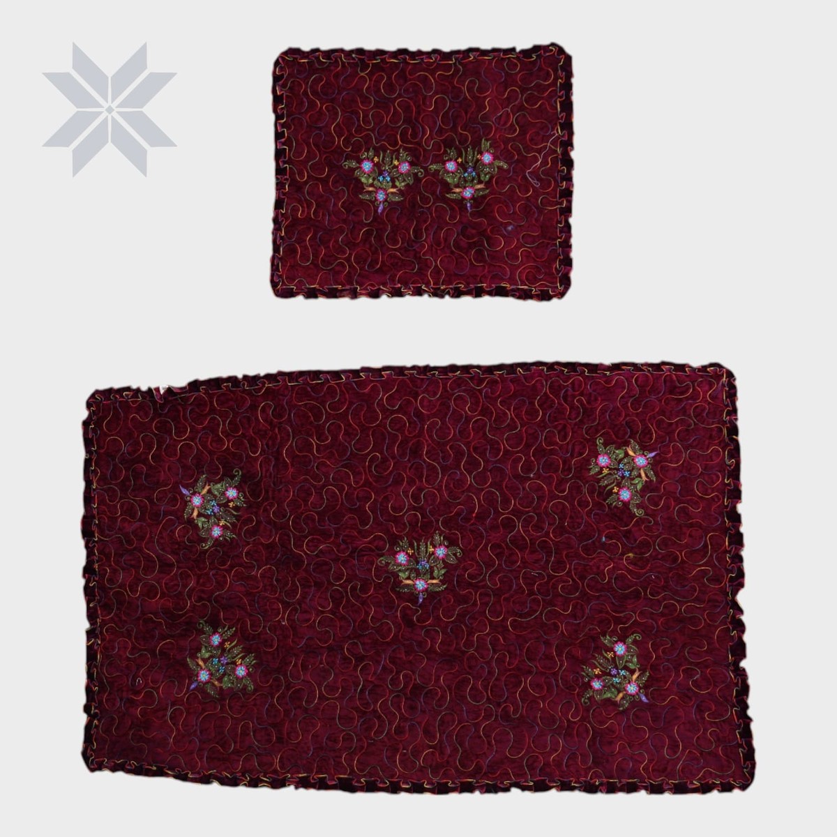 Crimson Bloom Cushion & Mat Set 3