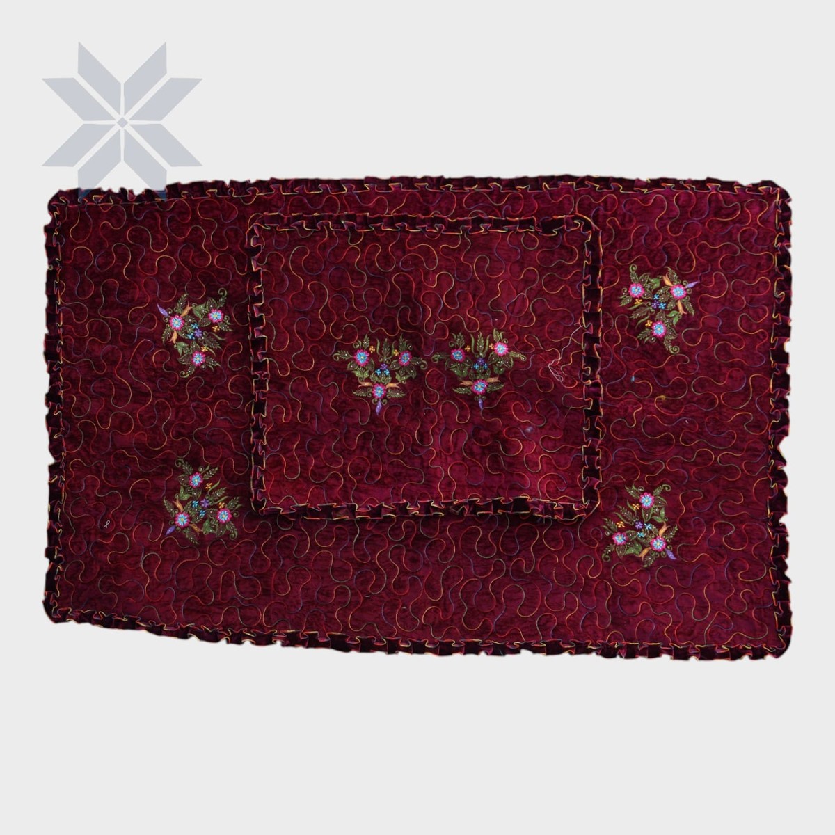 Crimson Bloom Cushion & Mat Set 2