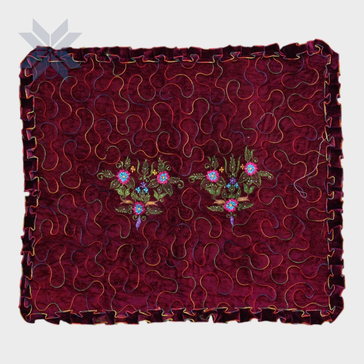 Crimson Bloom Cushion & Mat Set 4