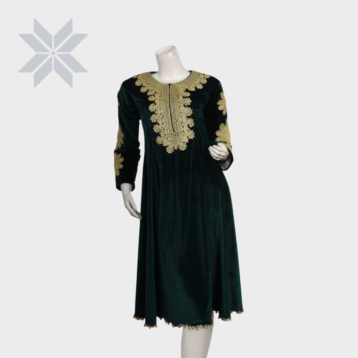 Emerald Gold Velvet Dress 1
