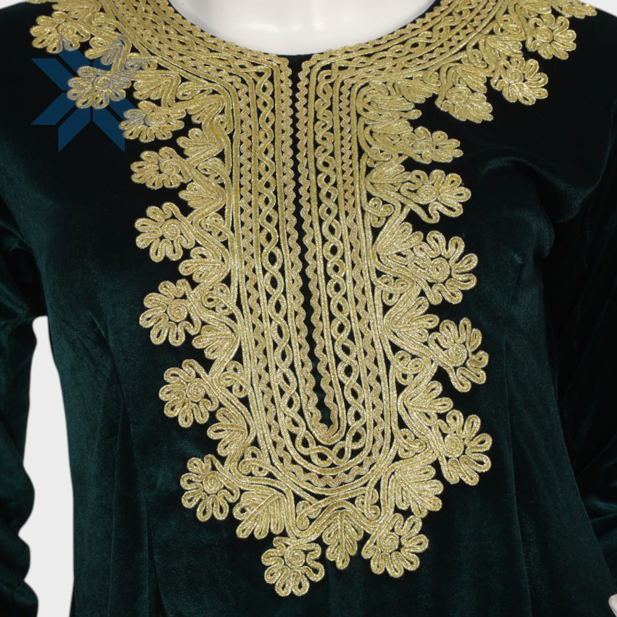 Emerald Gold Velvet Dress 2