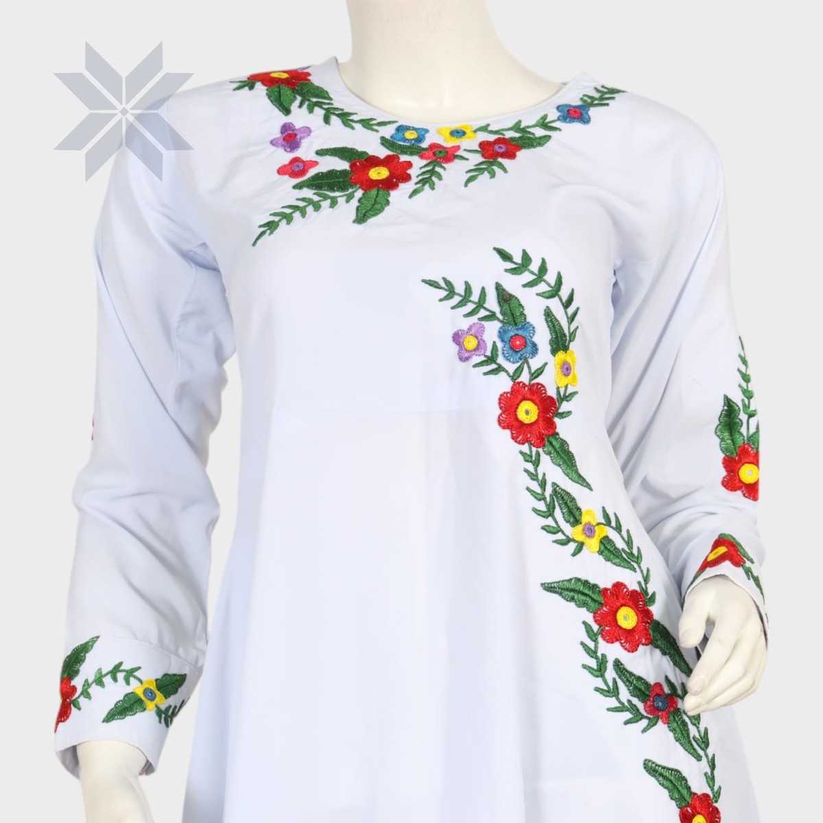 Bahaar White Floral Embroidered Dress 2