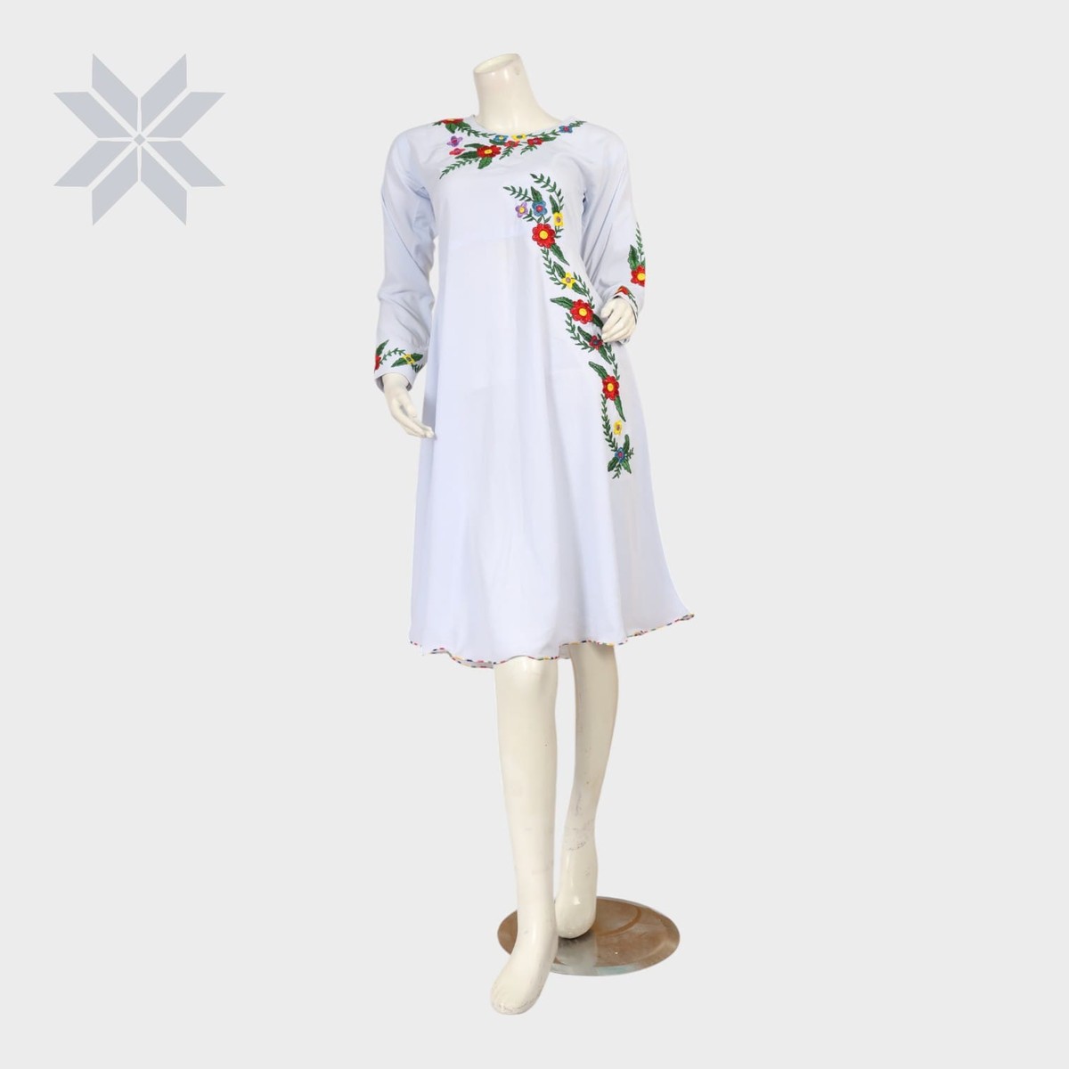 Bahaar White Floral Embroidered Dress 5