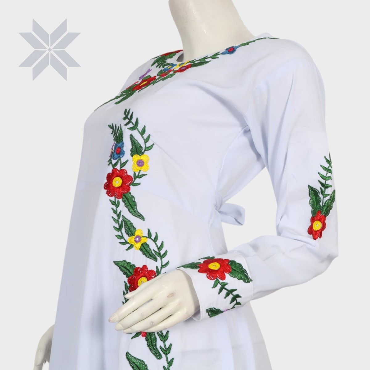 Bahaar White Floral Embroidered Dress 3