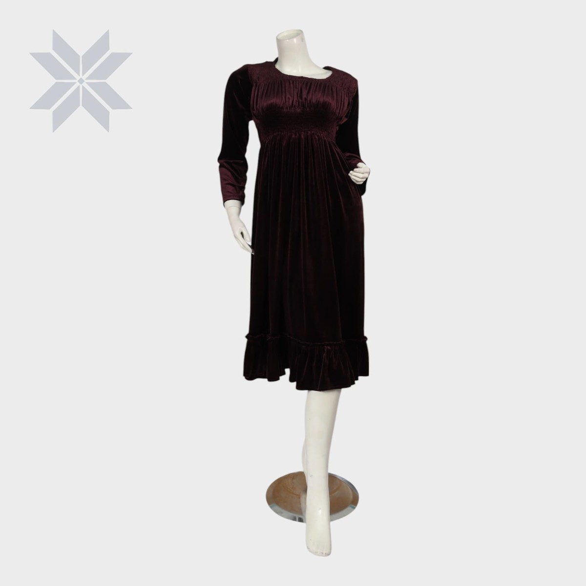 Velvet Ruffle Hem Classic Dress 1