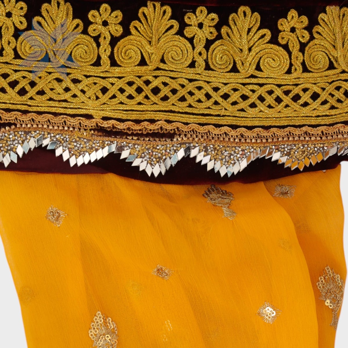 Royal Garnet Afghani Velvet Suit with Golden Embroidery 2
