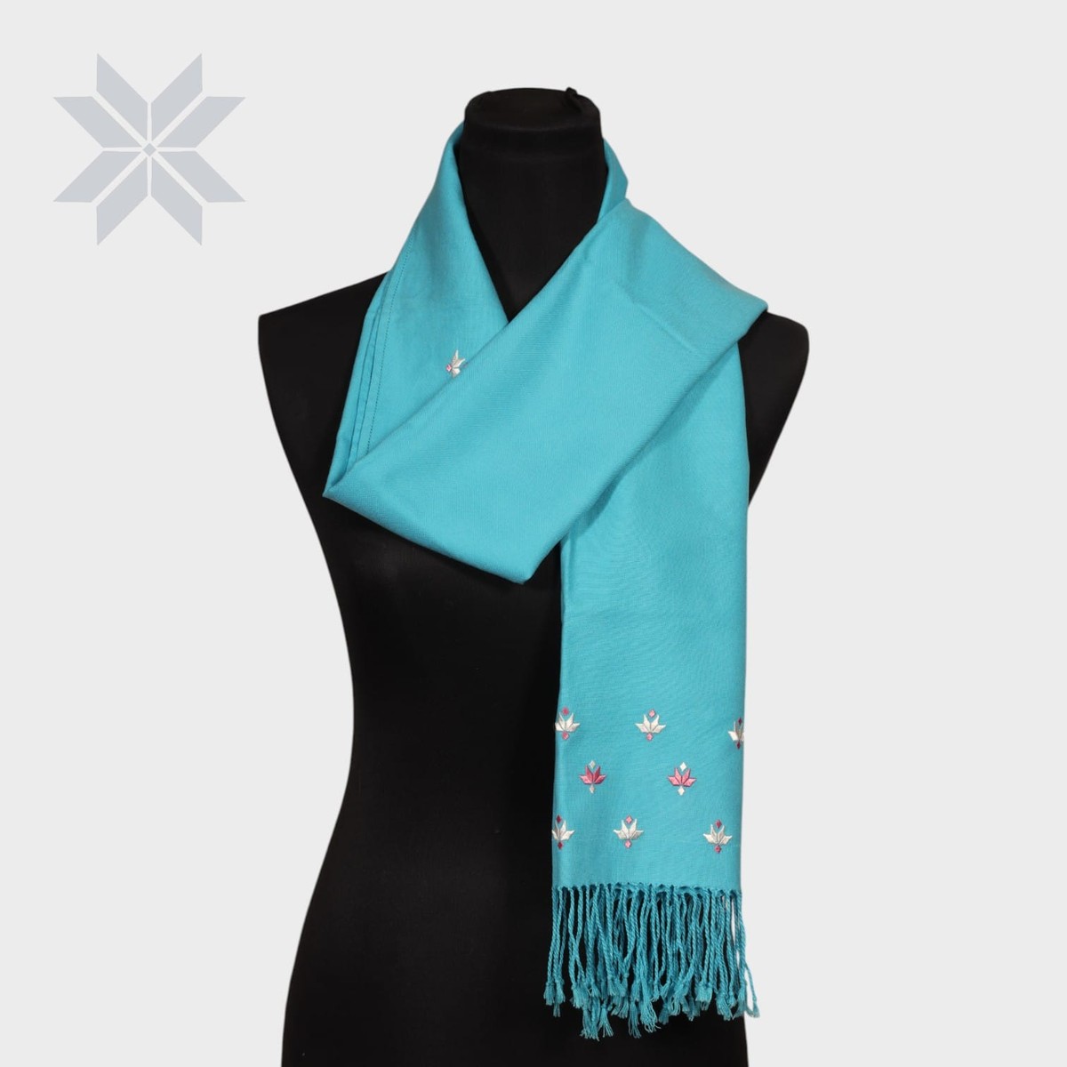 Turquoise Breeze Embroidered Scarf 2