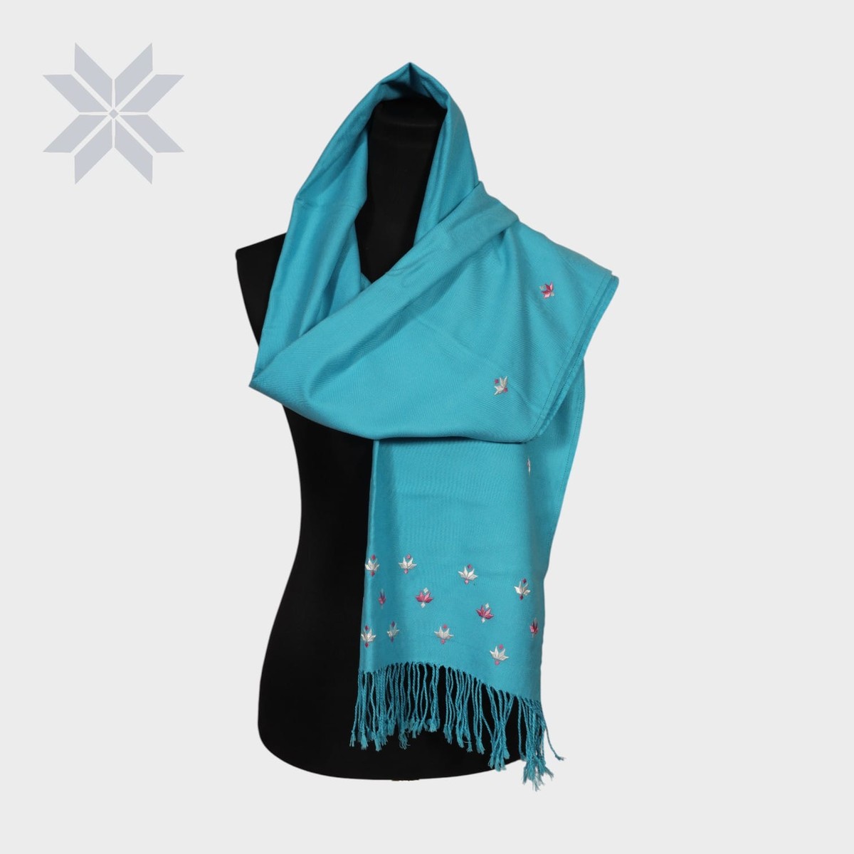 Turquoise Breeze Embroidered Scarf 1