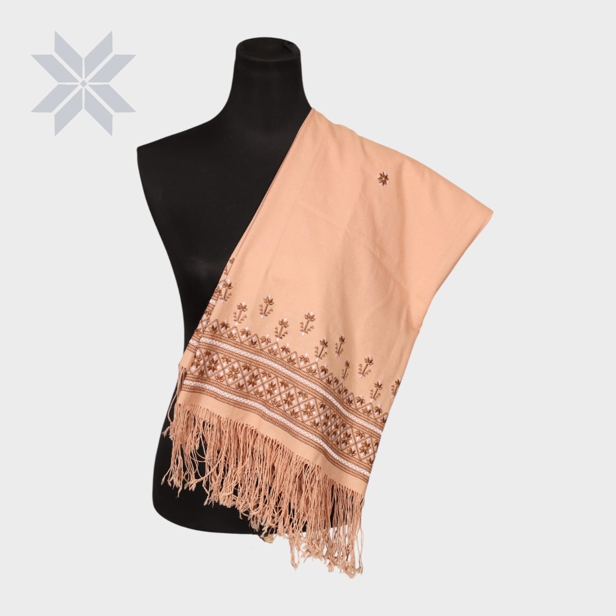 Shawl, Hand Embroidered Sandy Dusk cashmire cashmire soft brown 2
