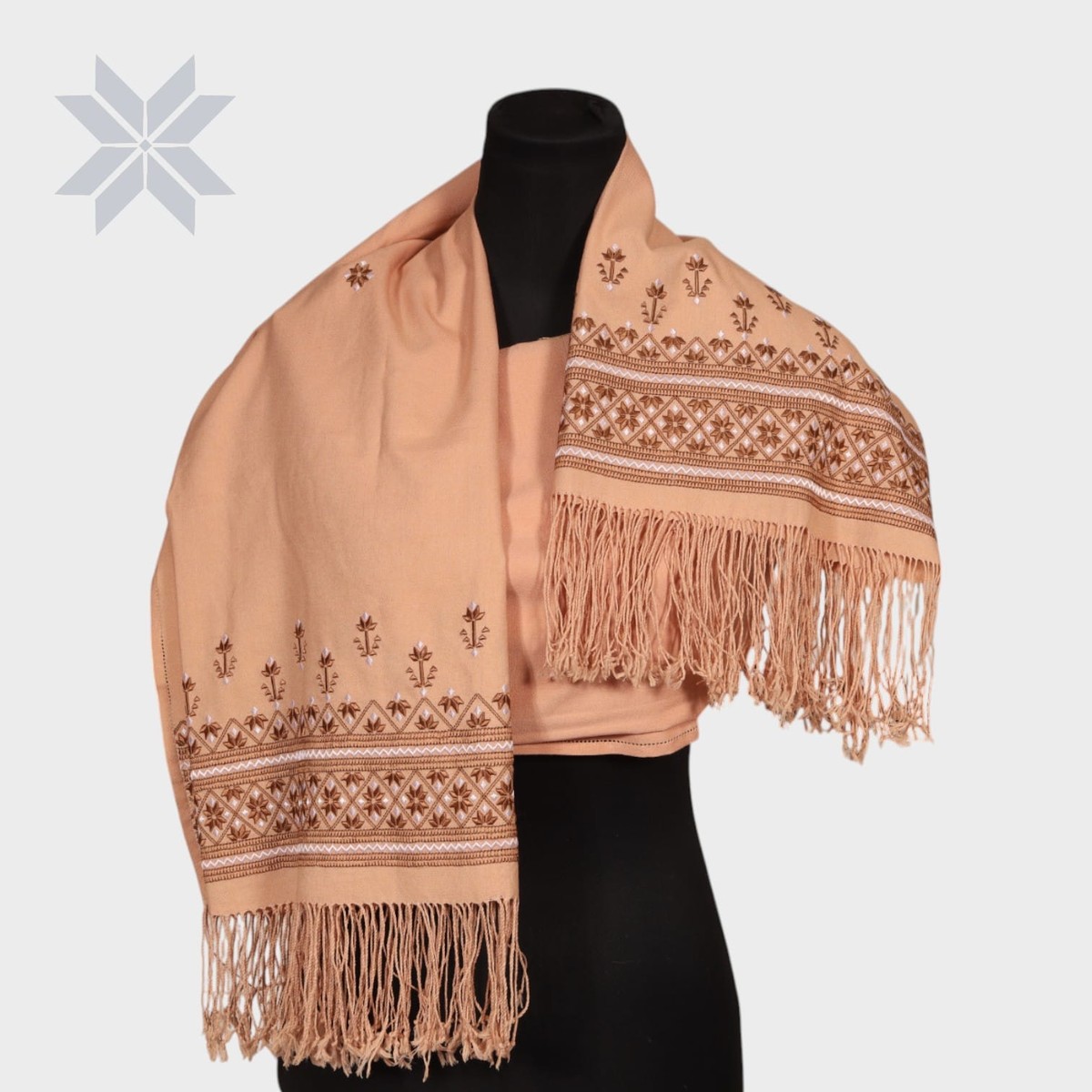 Shawl, Hand Embroidered Sandy Dusk cashmire cashmire soft brown 3
