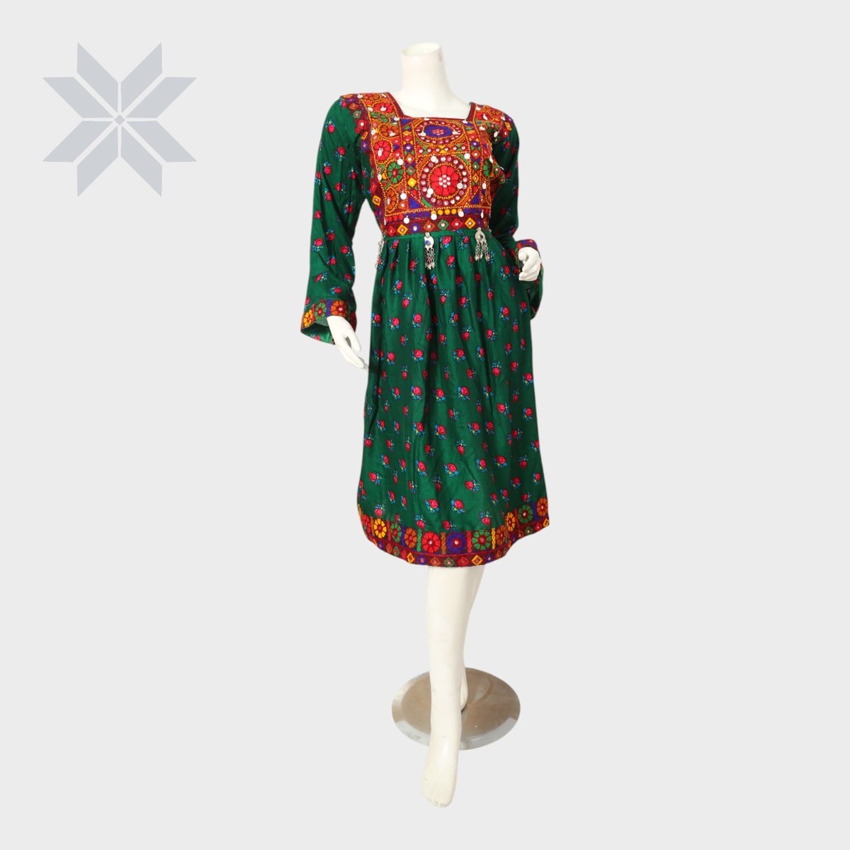Bahar Balochi Embroidered Dress Green and red Color - Cloth Sizes Women: Medium