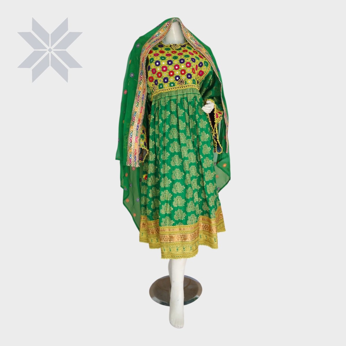 Gulbahar Green Embroidered Dress Set 3