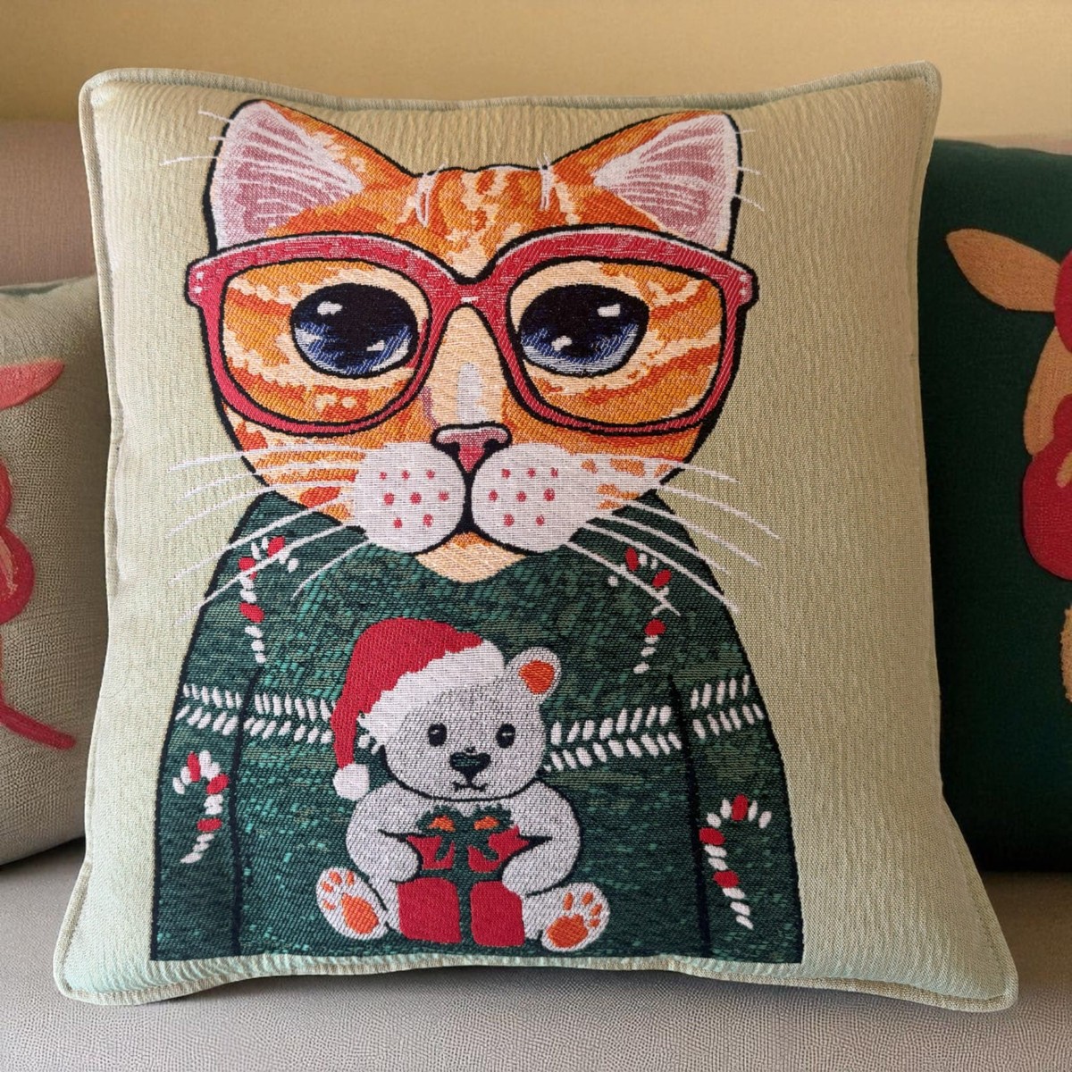Pillow Cover Orange cat, Set of 2. 3