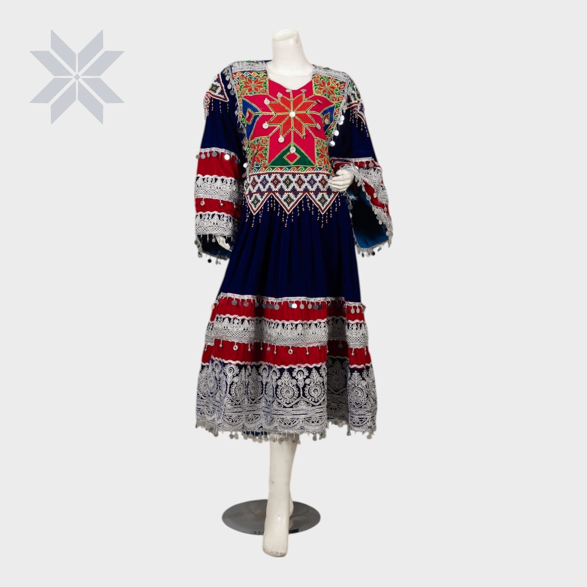 Blue Royal Star Afghan Dress 5