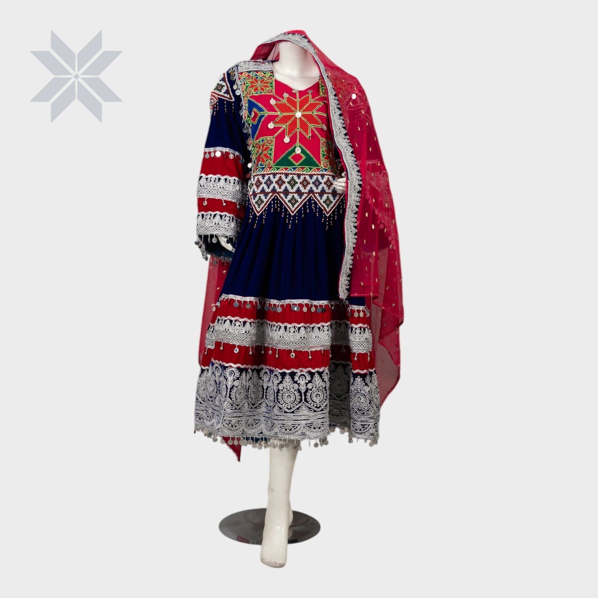 Blue Royal Star Afghan Dress 3