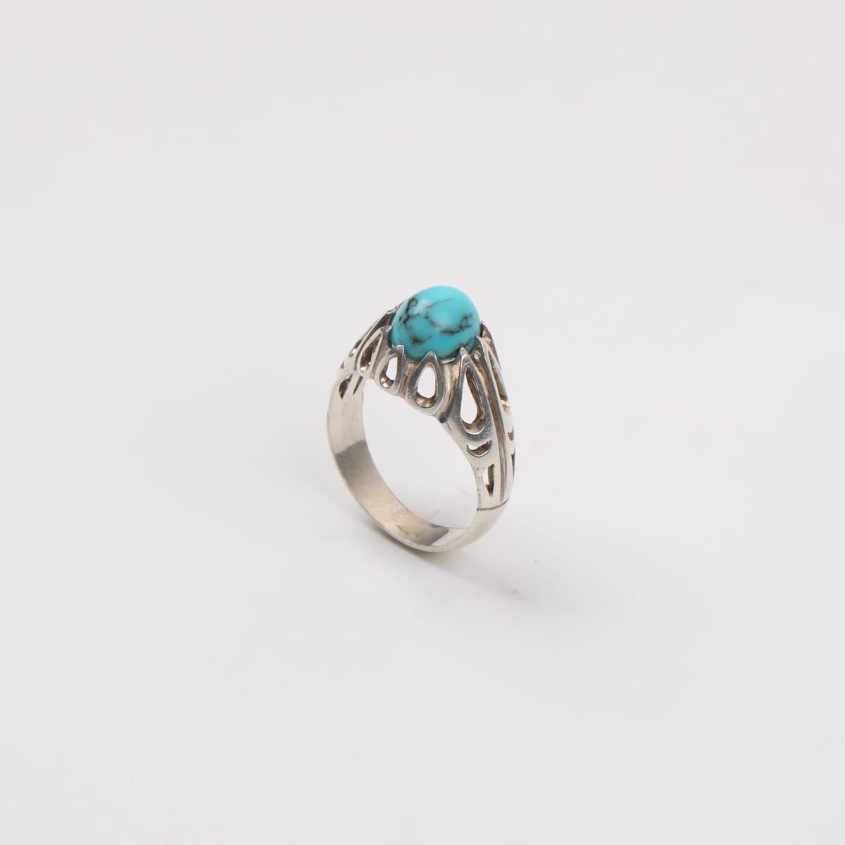 Afghan Turquoise Silver Men Ring 5
