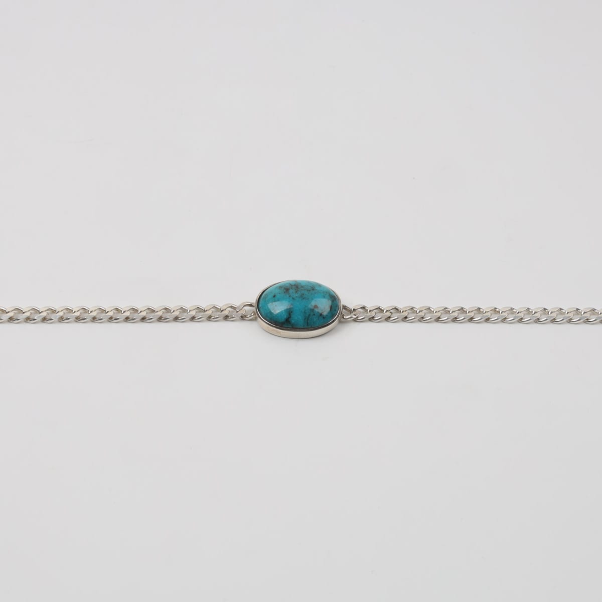 Oval Turquoise Silver Men Bracelet 2