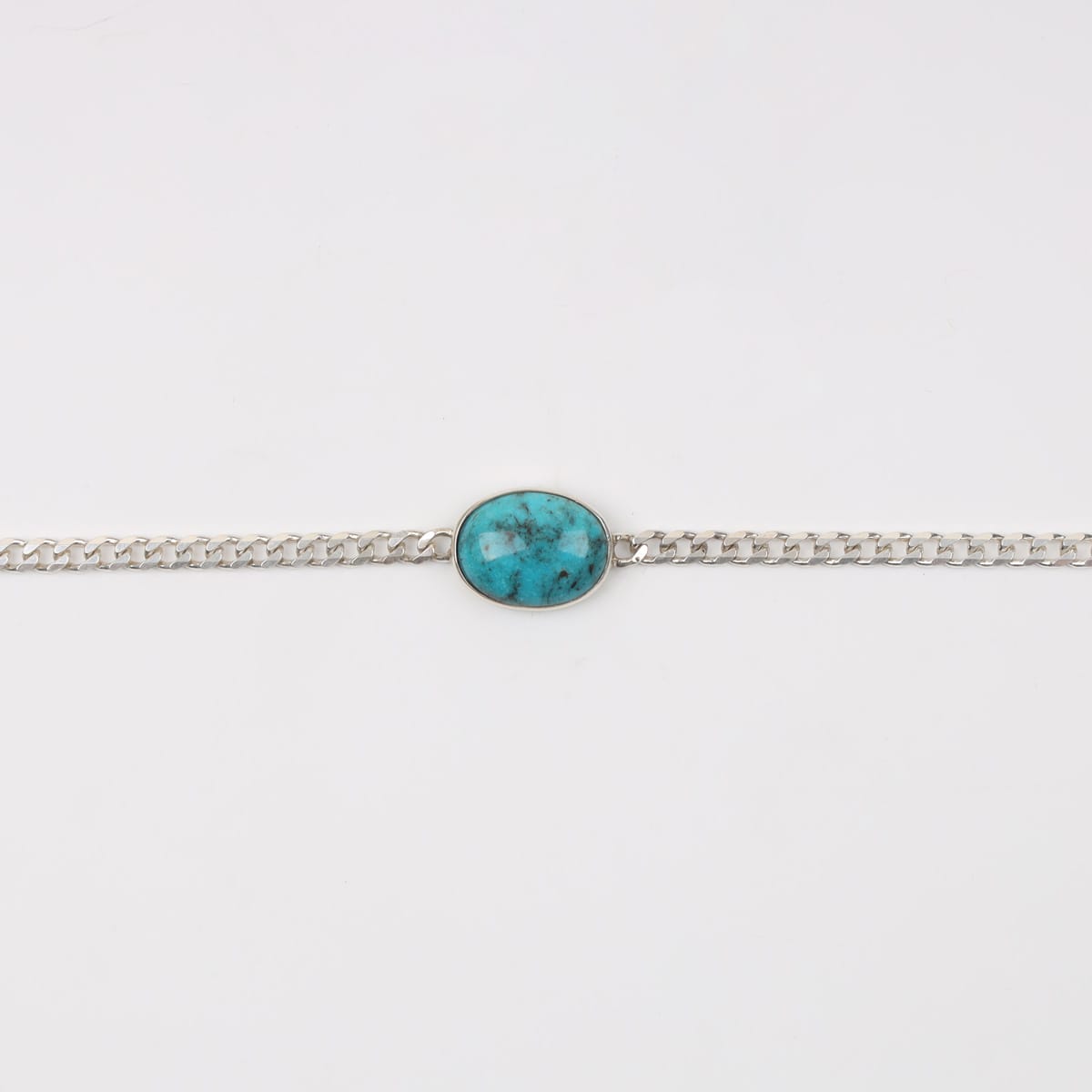 Oval Turquoise Silver Men Bracelet 1