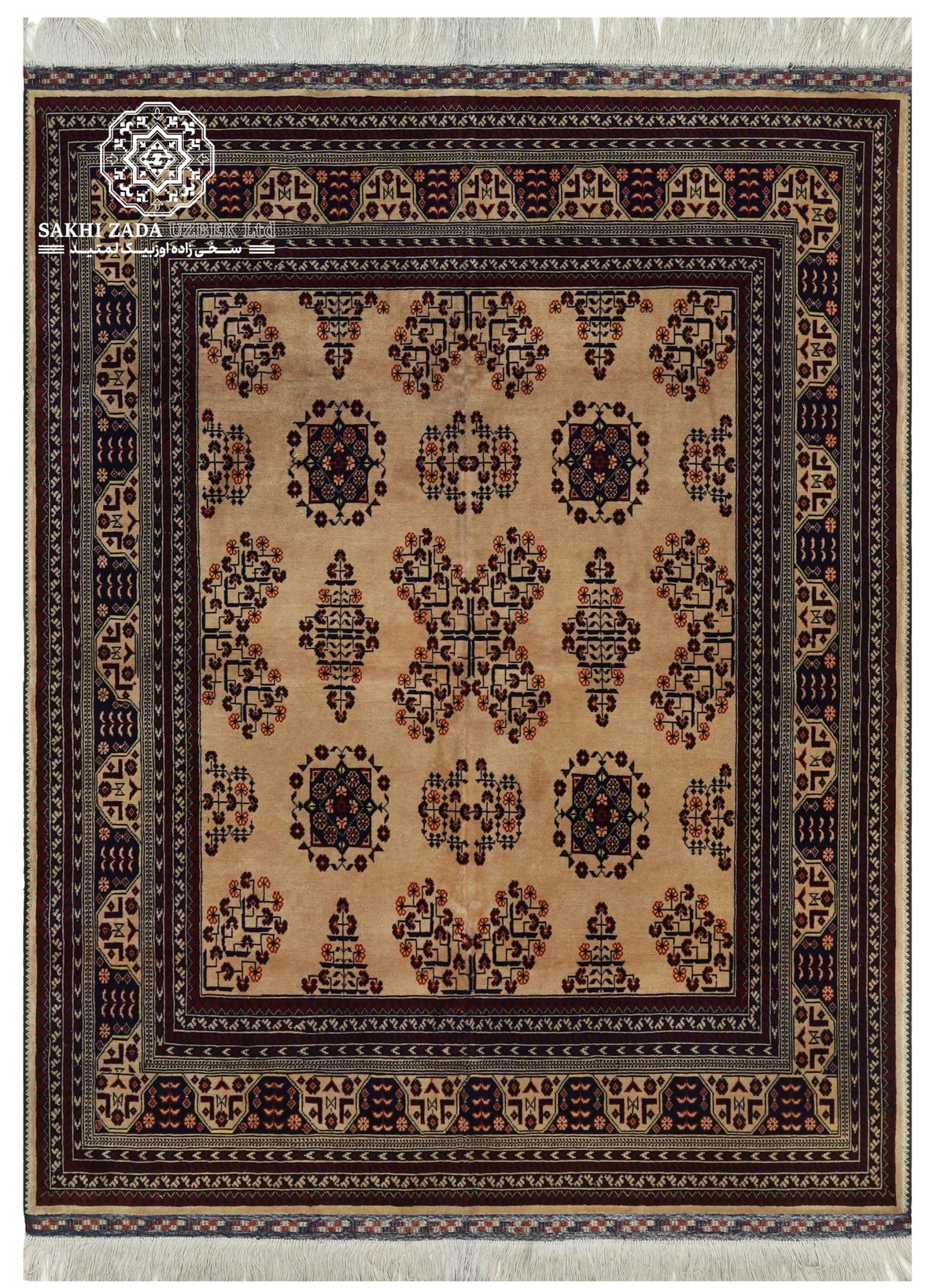 Bokharay Rug – 50x50 Knot | Brown, Red, Yellow & Indigo | Belgian Wool 1