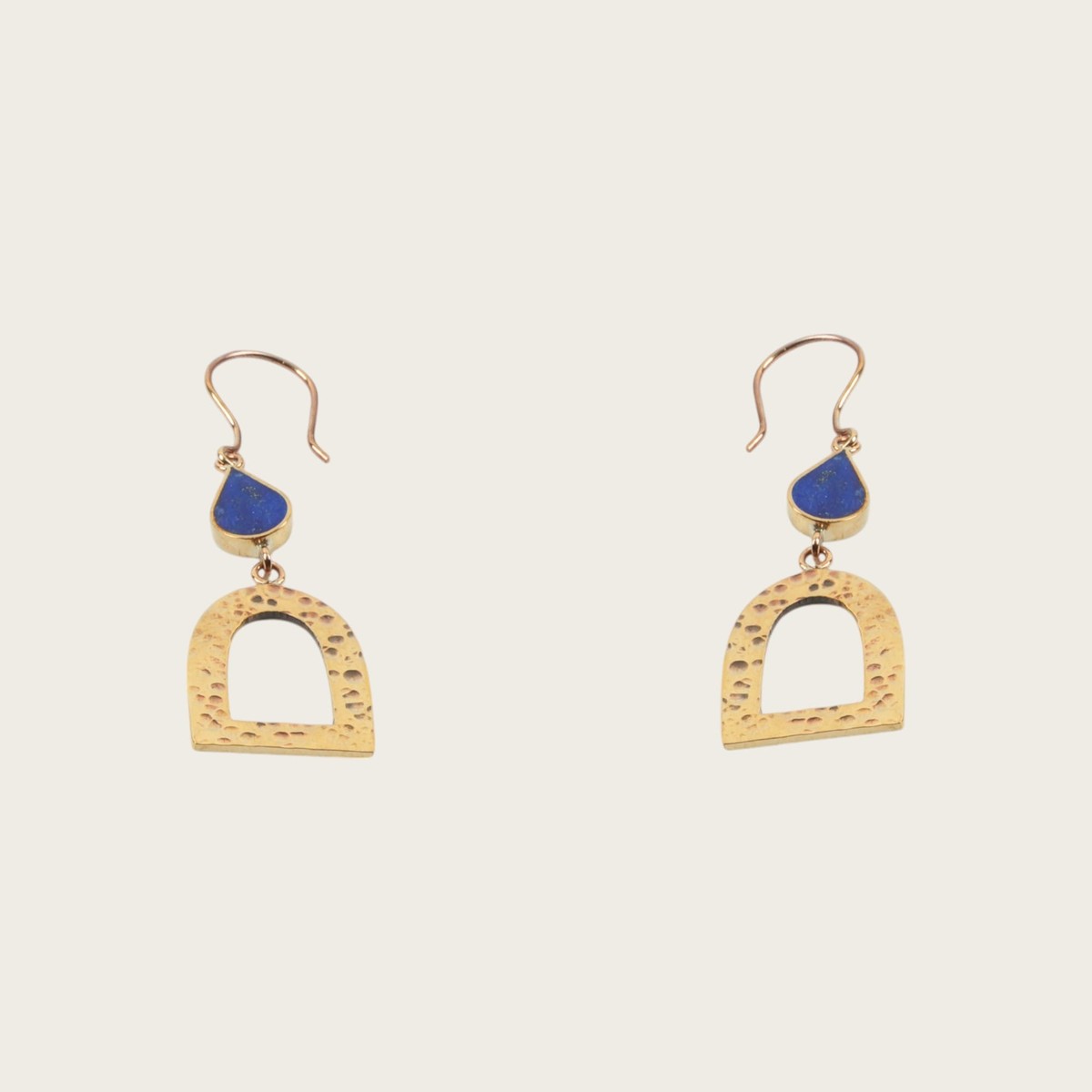Earrings, Handmade, Gold plated, Lapis (Lajaward) Artisan Made 1